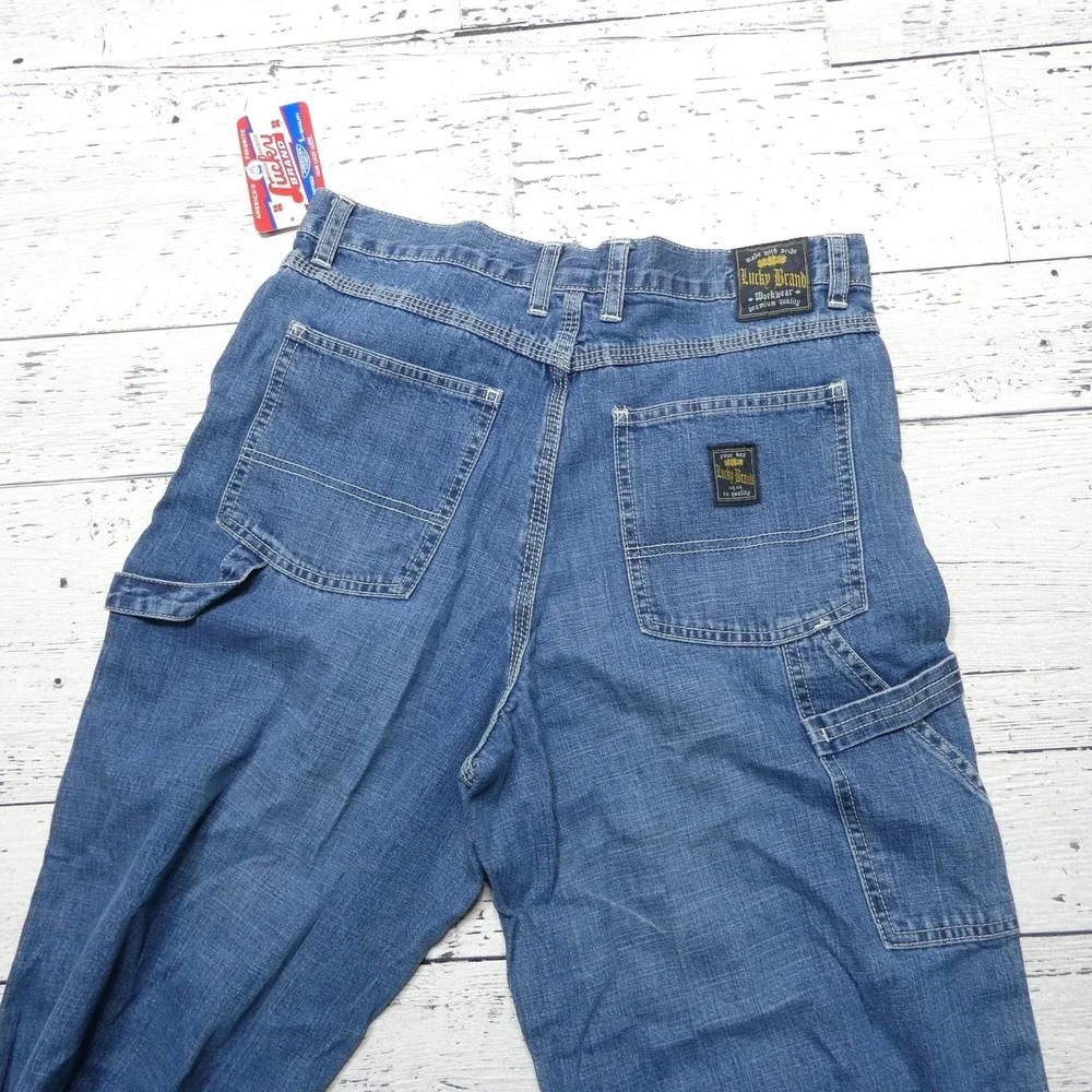 Vintage Lucky Brand Dungarees Jeans Womens 20 Blue Denim Relaxed Straight - Picture 14 of 16